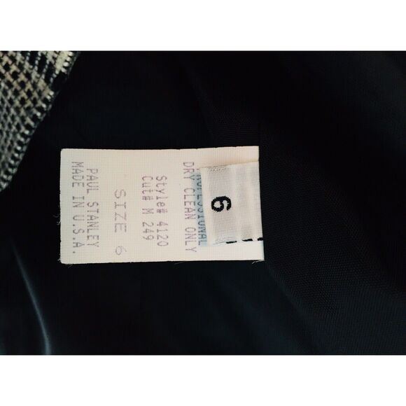 VTG Houndstooth Monochrome Plaid Button-Down Business Jacket Paul Stanley Size 6 - Picture 9 of 10